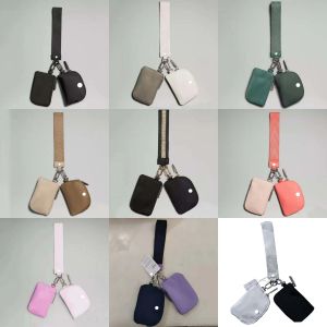 10 colori Lu Dual Pouch Custodia da polso Portachiavi Mini Borsa da yoga Portafoglio staccabile Portamonete Mini pinkmoli Tasca portamonete Borsa da polso