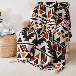 Filtar vintage rutig tofs stickad mjuk tapestry geometrisk tupplur filt soffa täcker deken cobertor heminredning
