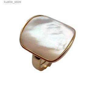 Cluster Rings YYING Natural White Sea Shell Mother Of Pearl Ring Square Shape Adjustable L240315