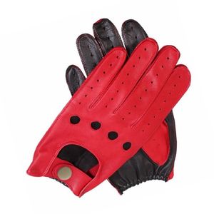 Moda masculina luvas de couro genuíno pele carneiro dos homens pulso sem forro respirável genuíno moda luvas de condução mittens274v