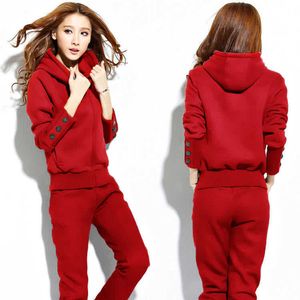 Set of hoodies for women in 2023 new Korean version large size plush and thickened two-piece set for womens sports and leisure