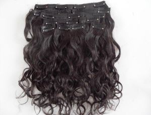 Extensões de cabelo virgem humano mongol 9 peças clipe no cabelo encaracolado marrom escuro natural preto color2252737