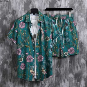 Beach Flower Short Sleeved Shirt for Boys Cool and Handsome Dressing Set Trendy Brand Hawaii Beach Vacation Style Casual Two-piece