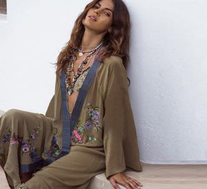 Vintage Bohemian Long Summer Embroidered Blouse Women Boho Beach Kimono Cardigan Sexy Casual Shirt Loose Tops2840694