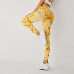 Lu Pant Align Lemon sömlös sport leggings slipsar färgämne kvinnor hög midja mjuka tights gymträning yoga byxor skjuter upp fiess tröjor som kör t t