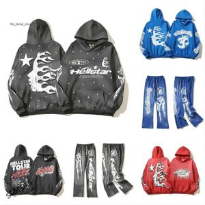 Hellstar Sports Suit Tasarımcısı Hoodie Uzun Kollu Pantolon Sokak Hip Hop Retro Alfabe Baskı Yüksek Sokak Kişiselleştirilmiş Hell Star Hoodie Erkek Kadınlar 328