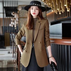 Women's Suits Women Blazer Autumn Winter Fashion Temperament Long Sleeve Slim Jacket Office Ladies Work Suit Coat Brown White Black