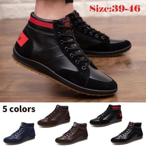 Casual Quality Walking Waterproof High Shoes 957 Men's Work Outdoor Comfort Top PU Loafers Plus Size 39-46 Male 620 85 5