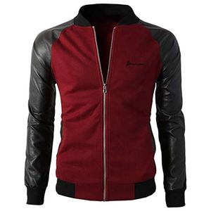 الأكمام الجلدية البيسبول المخصصة zip up college bomber Men's Vintage Jackets stack stack