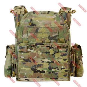 Tactical Vests 1000D 나일론 조끼 크기 L 전술 조끼 실행 및 전면 패널과 Eva Padding 240315가있는 빵 플레이트 포켓으로 설정