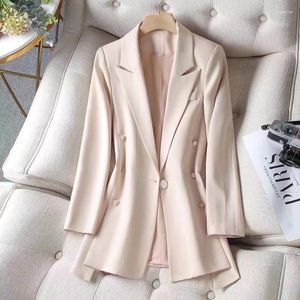 Kvinnors kostymer Kvinnor Blazer Korean Double Breasted Långärmad outwear Spring Autumn Ladies Office Wear Suit Pock Jacket Kvinnliga toppar