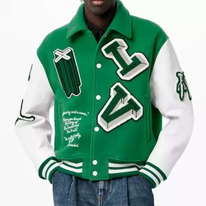 Partihandel tomma läderjackor Applique broderi Mens Baseball Bomber Jacket 40