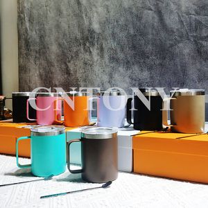 Designer Stainless Steel Tumblers Cups With Silicone Handle Lid and Spoon Mugs Vacuum Insulated Water Bottles