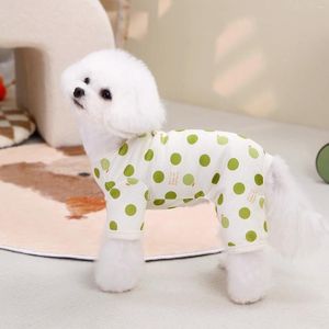 Vestuário para cães Primavera Pijamas Roupas para animais de estimação para cães pequenos Dot Padrão Cachorrinho Macacões Adorável Gato Macio Onesize Outfits