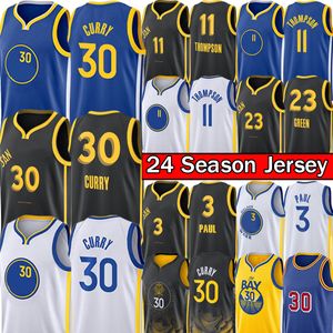 Stephen Curry Klay Thompson Warriores Costura camisa de basquete Draymond Green Chris Paul Men 2023-24 City Gold Black Blue Retro Kid Junta Jerseys Camisa