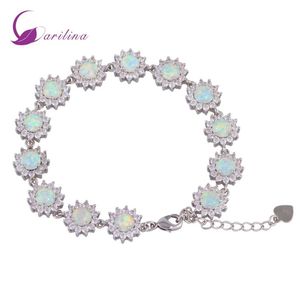 Glam Luxe Mysterious 925 Sterling Silver Overlay CZ Braccialetti con opale di fuoco bianco per ragazze adolescenti 22 cm 8 85 pollici B461267c