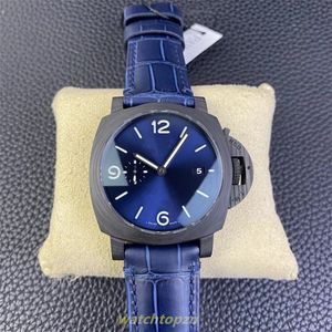 Orologio da uomo 2024 Vsf Factory Cassa leggera in fibra di carbonio quadrante blu con rivestimento fosforescente cinturino in pelle di vitello con stampa bambù blu Orologio sportivo