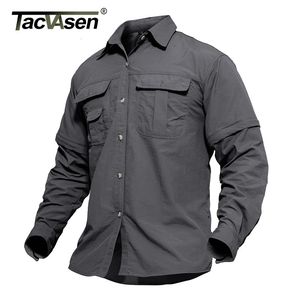 Tacvasen roupa masculina de secagem rápida, camisa leve de nylon tática verão removível manga longa camisas de trabalho caça caminhadas 240301