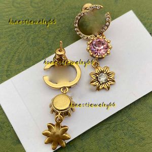 Stud Pink Big Jewel Dangle Charm Gold Flower Eardrop Full Diamonds Double Letters Geometry Design Ear Stud 2024 Designer Earrings Jewelry Fashion Gift Women2024