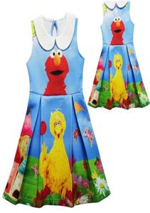 2017 vestido da menina do bebê rua sésamo elmo vestido dos desenhos animados verão crianças trajes para meninas vestidos de festa243i3212119