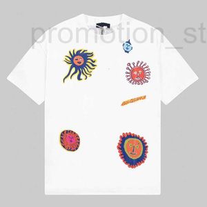 Herr t-shirts designer broderade ansikten t-shirt med färgglada allover broderi män mode överdimensionerade fit skjorta sommarpar korta ärmar tees cqa2