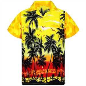 Verão masculino havaiano digital impresso camisa de lapela de manga curta camisa impressa em 3D