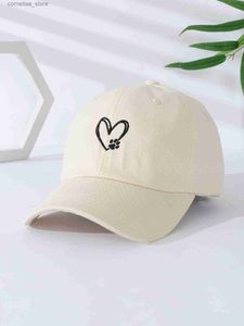 Ball Caps Trendy Apparel Shop Paw Print Heart Love Embroidered Low Profile Soft Baskeball CapY240315