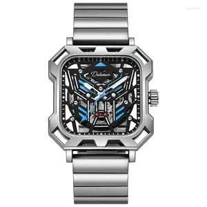 Relógios de pulso Relogio Masculino Relógio Homens Luxo Automático Mecânico Quadrado Esqueleto Dial Relógios Masculinos Luminosos À Prova D 'Água Para