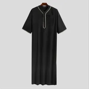 Mäns sömnkläder mode manlig mantel hemkläder kaftan knälängd lång m-2xl män herrar muslimsk nattklänning polyester saudiska abaya kort