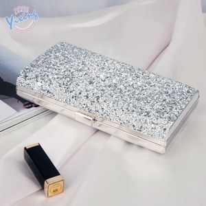 Borsa da pranzo in PU con strass Celebrity Holding Party Banchetto Abito da sera di nozze Scatola rigida Croce obliqua