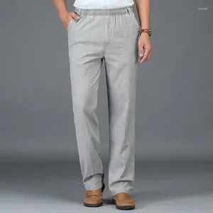 Men's Pants Men Trousers Casual Linen Trouser Summer Thin Elastic Waist Business Office 5XL Loose Plus Size Clothing