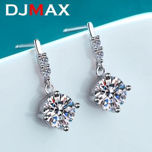 DJMAX 65mm 10CT Drop Earring for Women Pass Diamond Test Halo Brilliant Wedding Earrings S925 Silver 240227