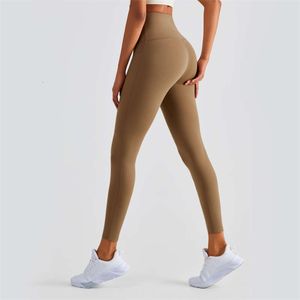 Lu Pant Align Lemon Color Gym Solid Workout Yoga Sport Pants Women High Waist Fiess Tights Push Up Scrunch Soft Leggings Running Trousers