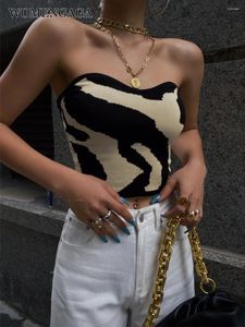 Women's Tanks Top WOMENGAGA Knitted Short For Women 2024 Summer Cow Pattern Spicy Girl Zebra T-shirt Bottom Tank Tops Sweet Fashion 3U0Q