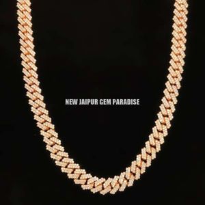 10mm VVS Moissanite Diamond Miami Cuban Chain med 14K Rose Gold Färdig i Sterling Silver 925 18 - 26 '' Passera diamanten