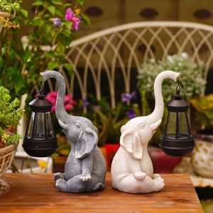 Outdoor Garden Resin Crafts Elephant Solar Light Home Courtyard Landscape Decoration