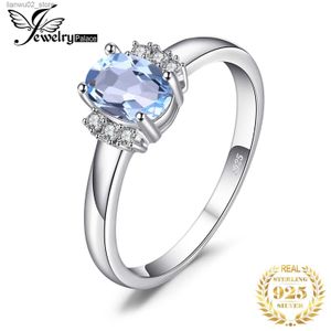 Anéis de casamento Jóias Palácio Oval Céu Natural Azul Topázio 925 Anel de Noivado de Prata Esterlina Jóias Femininas Jóias Requintadas Presente de Aniversário Q240315