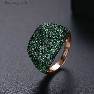 Pierścienie klastra Bilincolor Trendy Full Green CZ Otwarty pierścień dla kobiet biżuteria Fasion L240315