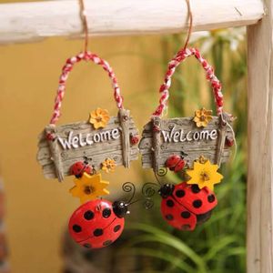 Seven Star Ladybug Sign, Hanging Handicraft, Home Decoration, Cute Beetle Resin Welcome Sign