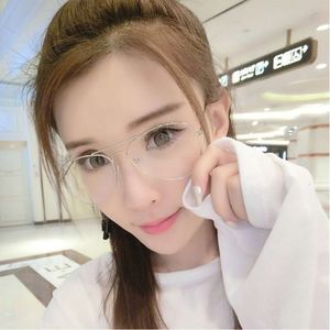 2024 Koreansk version av med linser, herr- och kvinnors trendiga metallram, 3026 -serie Flat Light Glasses
