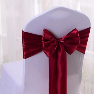 Sashes 10pcs/50pcs Saten Sandalye Bows Bows Kemer Ana Partisi Etkinlik Düğün Dekorasyon Sandalye Şerit Düğüm Bağları