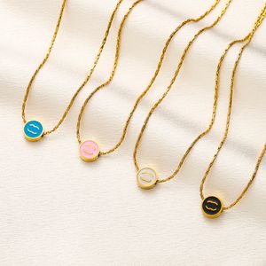 18K Gold Plated Elegant Fashion Brand Designer Pendants Necklaces Stainless Steel Letter Choker Pendant Necklace Beads Chain Jewelry Accessories Gifts 20style