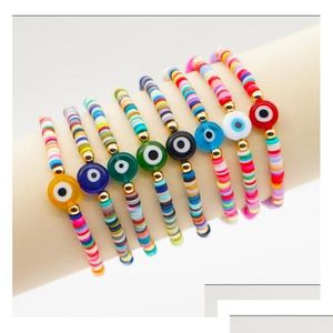 Charm Armbänder Türkisches böses Auge Armband Bohemian Soft Y für Frauen Vintage Perlen Armreif Mischfarben Drop Lieferung Schmuck Dhi81 Dhy36