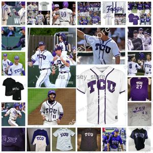 2024 NCAA personalizado TCU Horned Frogs Jersey de beisebol 3 Austin Henry 19 Jake Guenther 34 Alex Isola 5 Adam Oviedo 12 Nick Lodolo 27 Charles King 13 Brandon Williamson Jersey