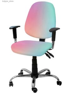 Pokrywa krzesła różowy niebieski fioletowy gradient Gradient Rainbow Elastyczne fotele Krzesło komputerowe Co pokrycie Usunięte krzesło biurowe Podzielone okładki siedziska L240315