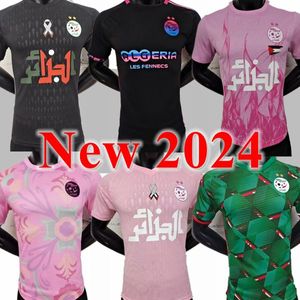 24 25 Argélia Fãs Jogador Versão MAHREZ Camisas de futebol Fãs maillot algerie 2024 2025 ATAL FEGHOULI SLIMANI BRAHIMI Home away BENNACER kit de futebol infantil