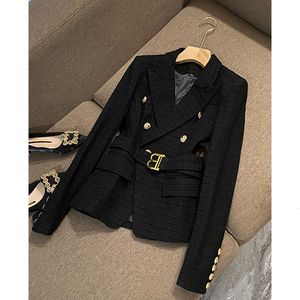 French Design Slim Fit Mervatile Slimming Suit Jacket Highend Temperament i midjan Minska liten topp 240315