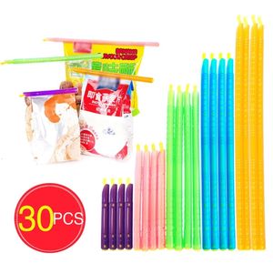 30Pcs 5 Colors Bag Sealer Closure Sticks Portable Food Saver Container Plastic Sealing Clips Fresh-Keeping Clamp Rod 240305