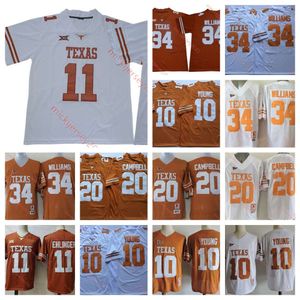 2024 Sugar Bowl Vince Young Texas 축구 유니폼 Sam Ehlinger Ricky Williams Earl Campbell College 스티치 저지