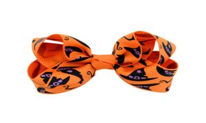 Halloween Grosgrain Ribbon Bows med klipp för Girl Ghost Pumpkin Pinwheel Hair Clips Hårstift Tillbehör HD7513982065